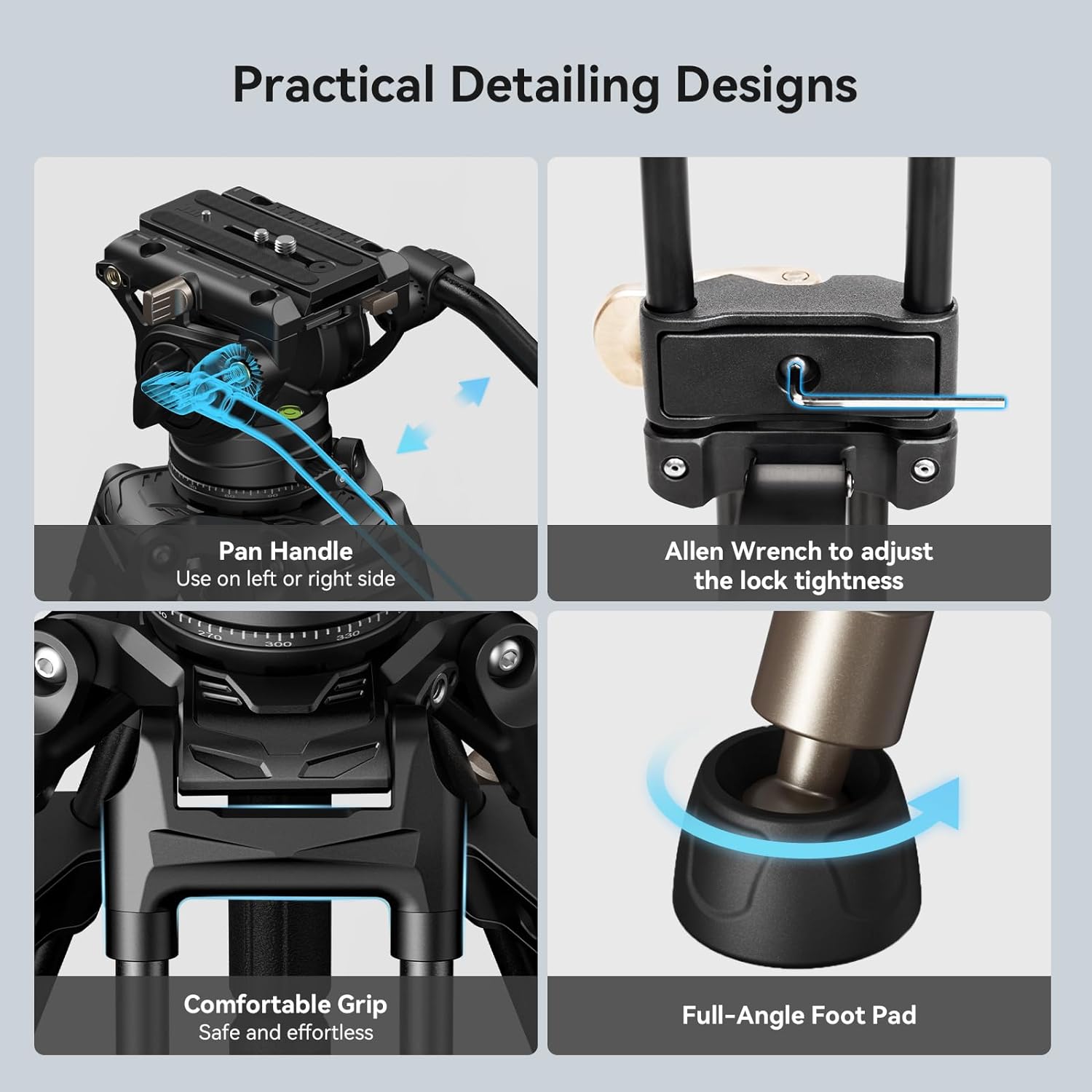 SmallRig AD-80 FreeBlazer Heavy-Duty Tripod System, 75" Video Tripod with Fluid Head, One-Step Height Adjust, Dual-Mode QR Plate, Load up to 17lbs, Professional Tripod for Camera - 4163-7