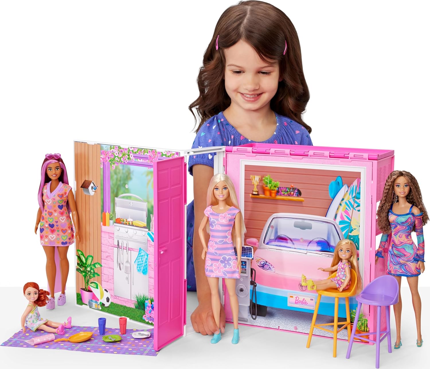 Barbie Doll House Playset, Getaway House with 11 Accessories Including 2 Chairs, 4 Play Areas & 360-degree Play-1