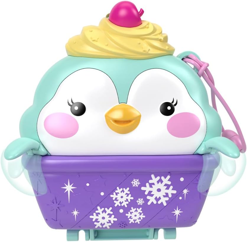 Polly Pocket Dolls & Playset, Snow Sweet Penguin Compact with 13 Accessories, Travel Toy with Fidget Exterior-2