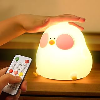 Luditek Cute Silicone Chick Kids Night Light, 3 Level Dimmable Touch Control Rechargeable Beside Nursery Lamp, Squishy Desk Room Decor, Nightlight for Breastfeeding, Toddler, Baby, Kids, Girls Gifts