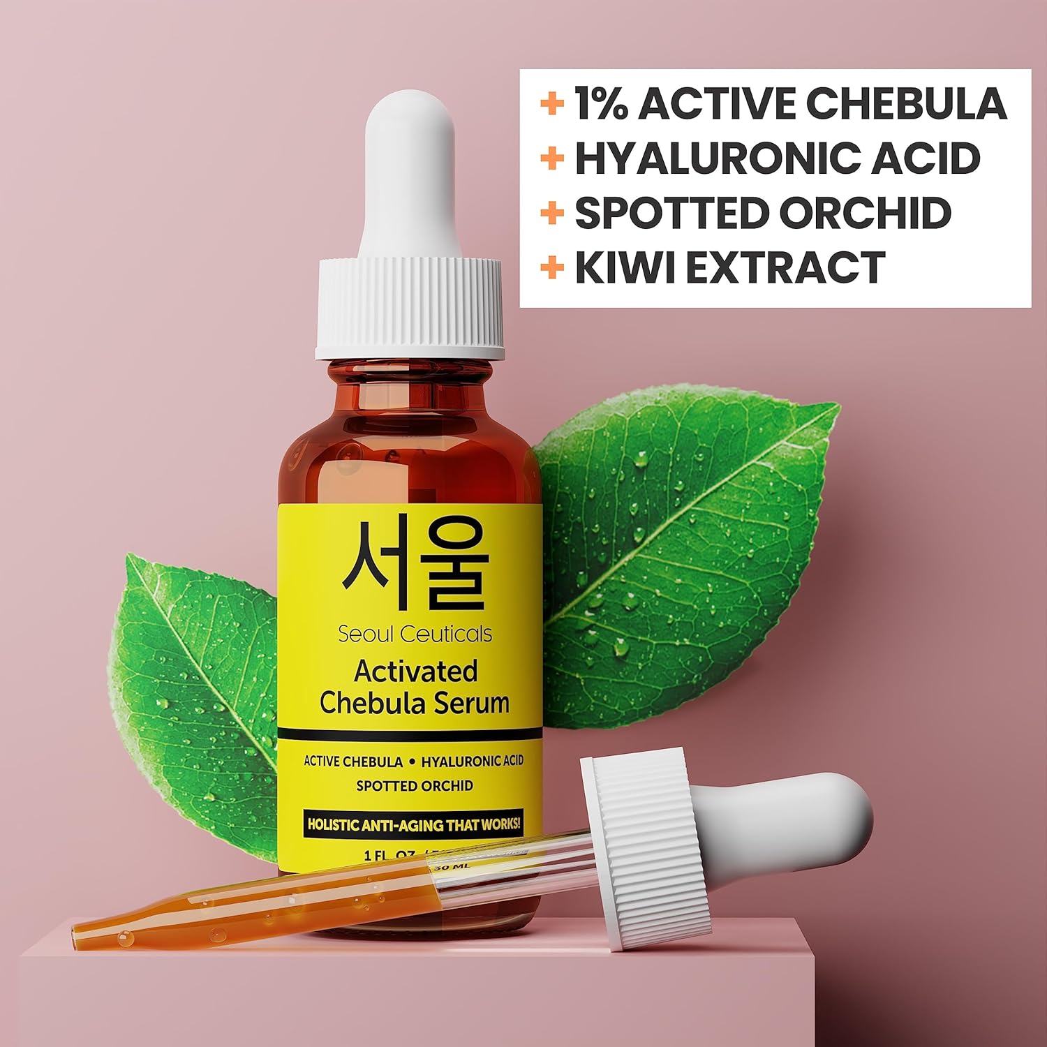 SeoulCeuticals Chebula Active Serum for Face - Korean Skin Care Anti Aging Natural K Beauty Skincare With Hyaluronic Acid + Spotted Orchid for Healthy, Youthful Glowing Skin 1oz-6