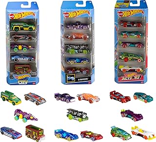 Hot Wheels Toy Cars, Bundle of 15 1:64 Scale Vehicles, Includes 3 5-Packs with Different Themes: HW City, X-Raycers & Track Pack [Amazon Exclusive]