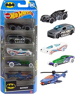 Hot Wheels 1:64 Scale Toy Cars Batman 5-Pack, Set of 5 Vehicles from & Inspired by The DC Super Hero Franchise, Includes Batmobile