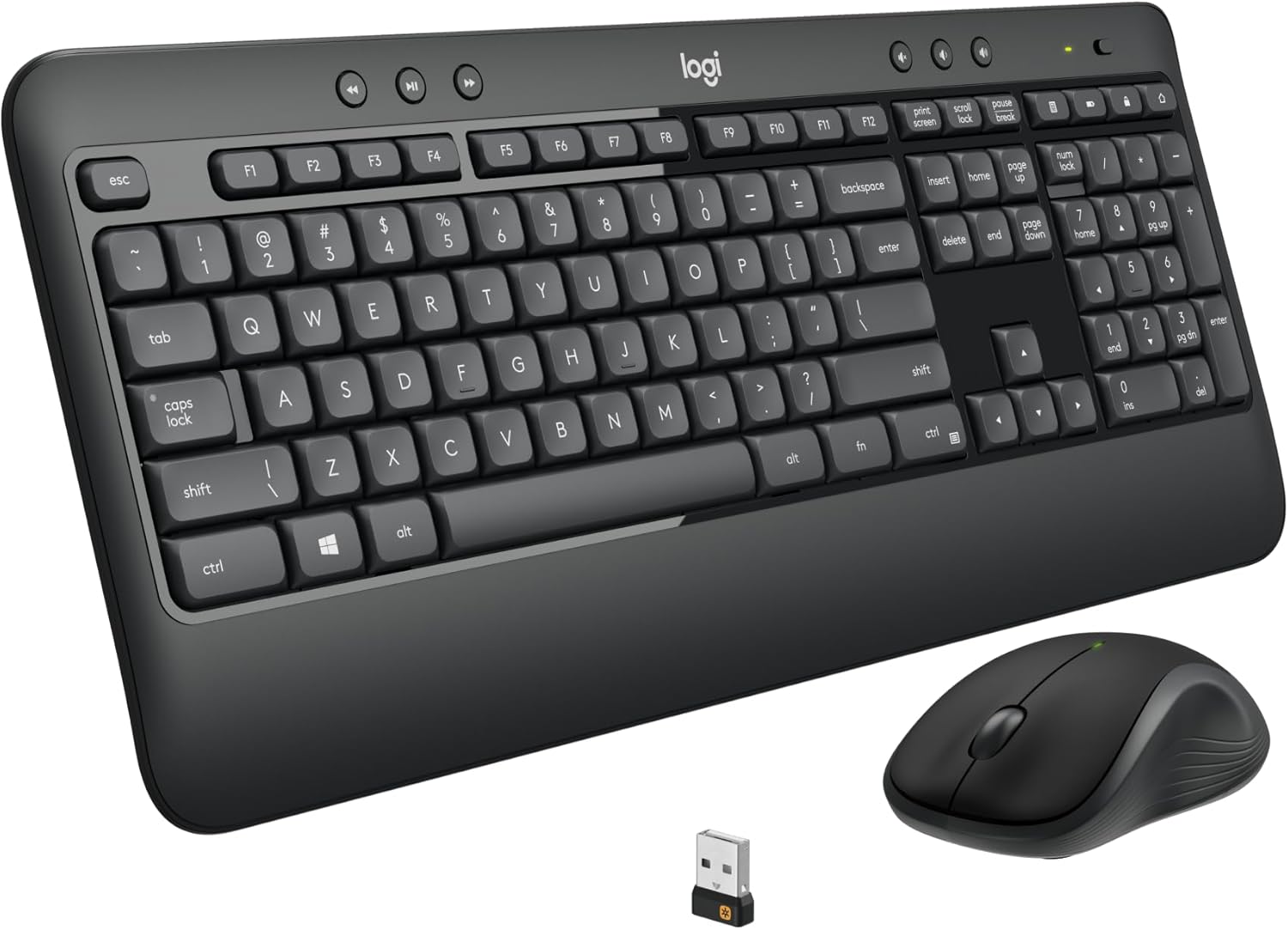 Logitech MK540 Advanced Wireless Keyboard and Mouse Combo for Windows, 2.4 GHz Unifying USB-Receiver, Multimedia Hotkeys, 3-Year Battery Life, for PC, Laptop-0