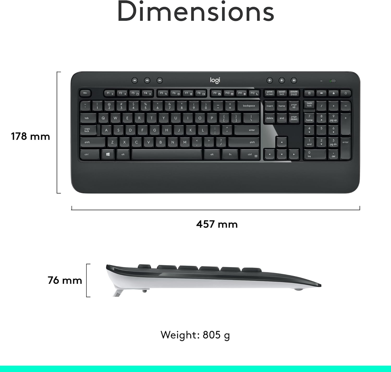 Logitech MK540 Advanced Wireless Keyboard and Mouse Combo for Windows, 2.4 GHz Unifying USB-Receiver, Multimedia Hotkeys, 3-Year Battery Life, for PC, Laptop-6