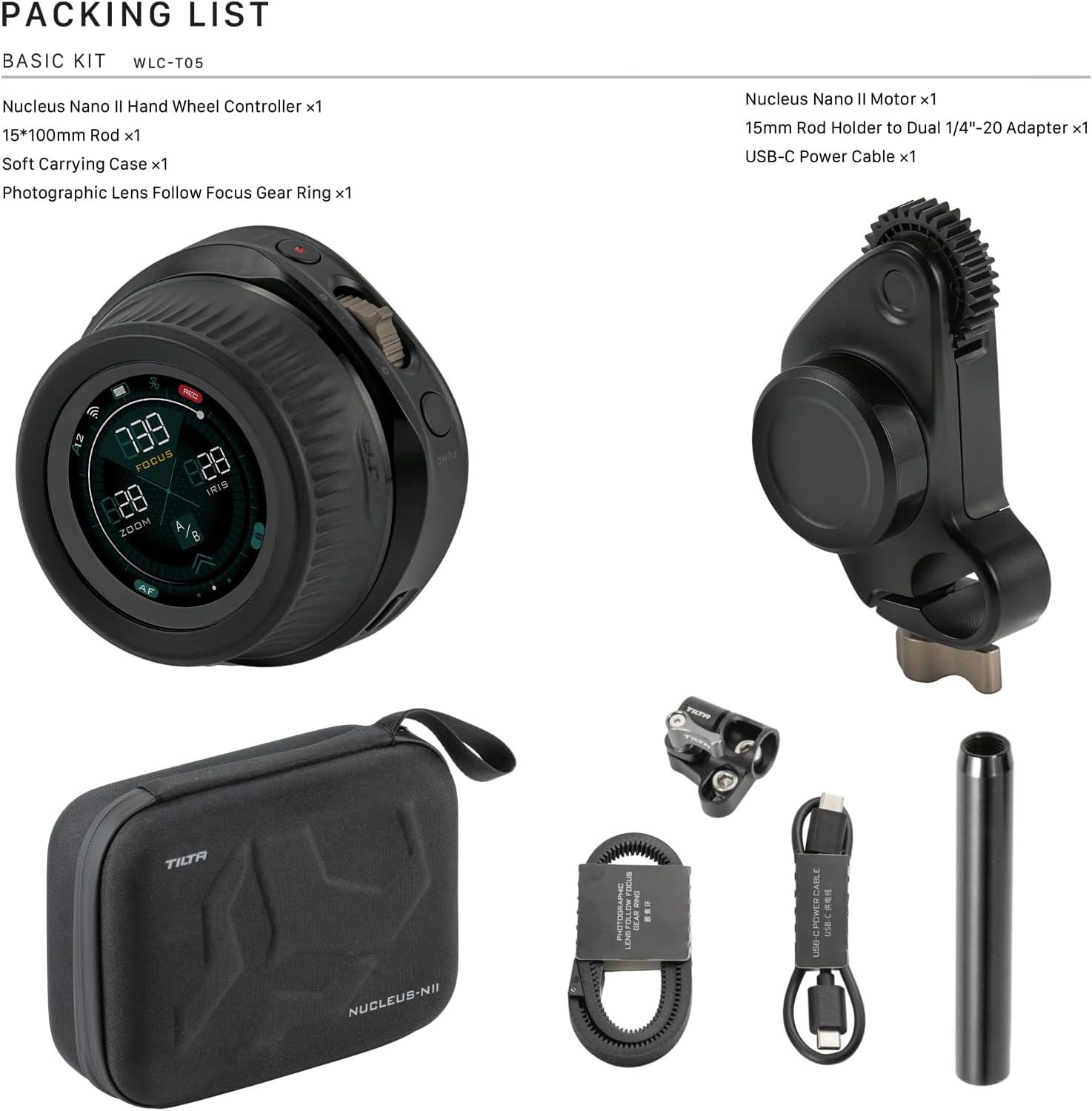 Tilta Nucleus Nano II Base Kit - Wireless Lens Control System | includes Handwheel, Motor + More | Wireless Zoom, Focus, Aperture Control | Follow Focus | Accurate Pulling | Touch Screen-1