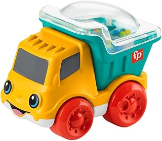 Fisher-Price Baby Toy Poppity Pop Dump Truck Push-Along Vehicle with Fine Motor Activities For Infants Ages 6+ Months