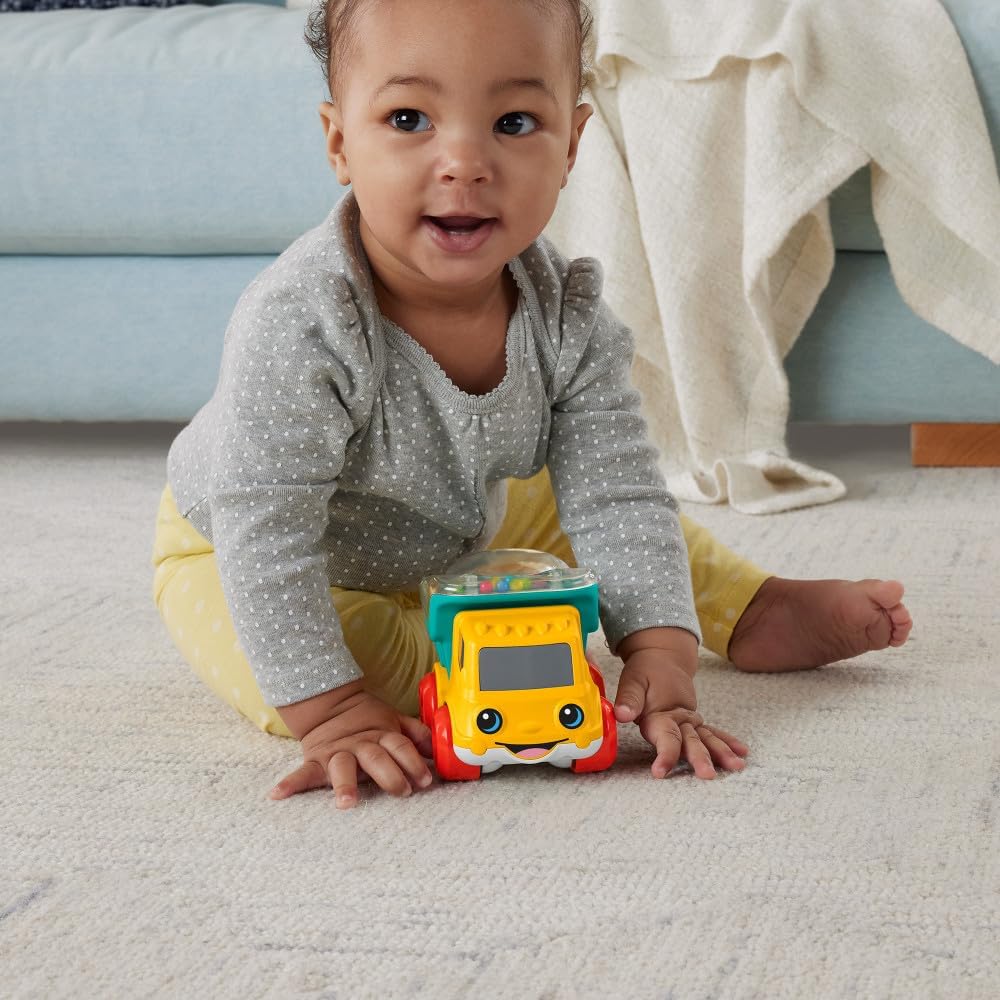 Fisher-Price Baby Toy Poppity Pop Dump Truck Push-Along Vehicle with Fine Motor Activities For Infants Ages 6+ Months-1