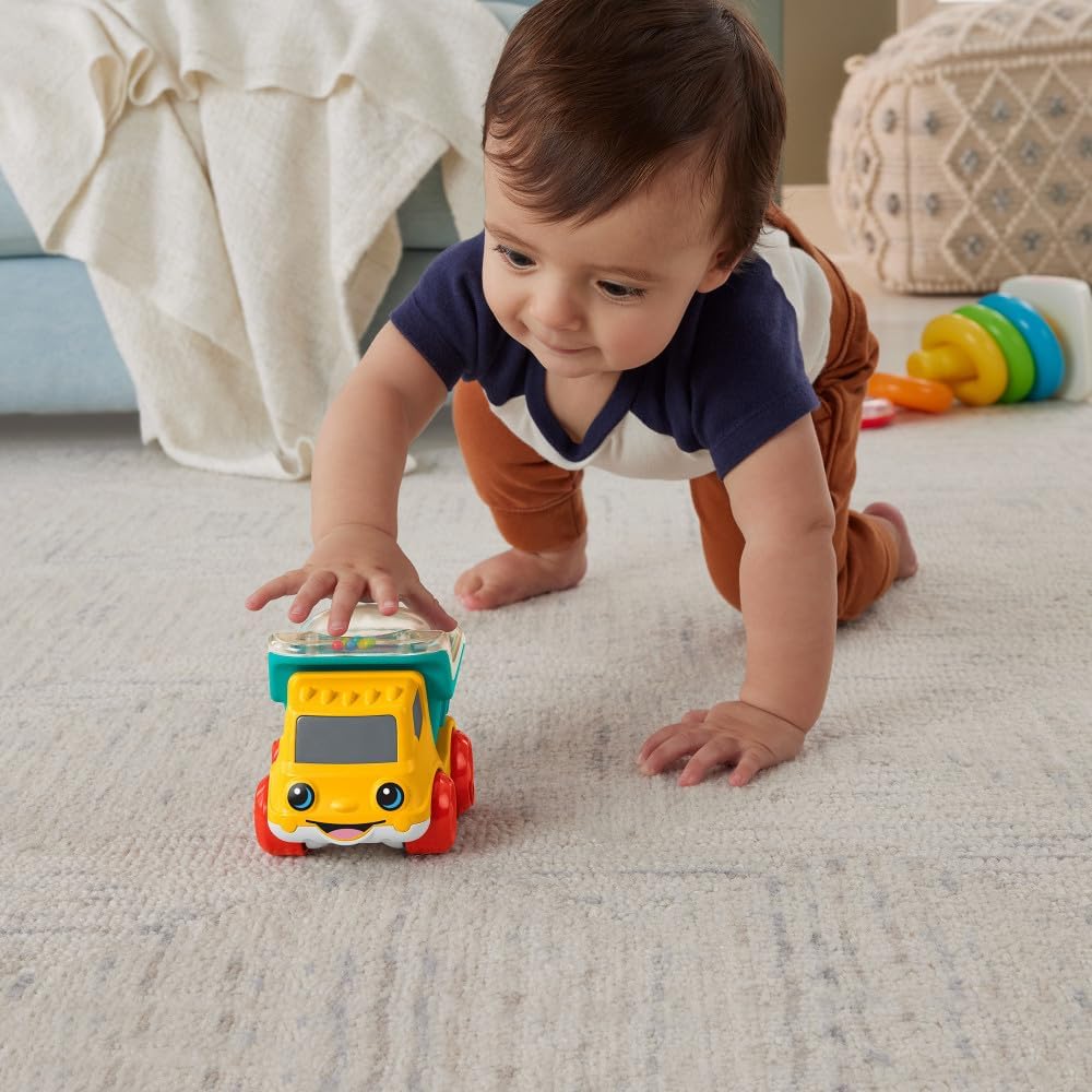 Fisher-Price Baby Toy Poppity Pop Dump Truck Push-Along Vehicle with Fine Motor Activities For Infants Ages 6+ Months-2