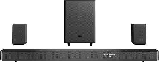 Hisense AX5125H 5.1.2Ch Sound Bar with Wireless Subwoofer, 500W, Dolby Atmos, Bluetooth 5.3, EzPlay, 4K HDMI Pass Through, Roku TV Ready, DTS:X, HDMI/AUX/ARC/Optical/USB, 7 EQ Modes