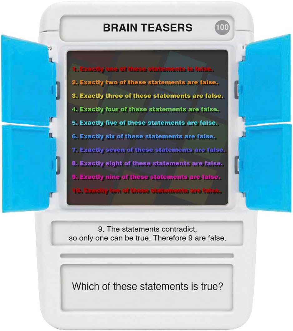 100 PICS Brain Teasers Travel Game - Solve 100 Puzzles | Flash Cards with Slide Reveal Case | Card Game, Gift, Stocking Stuffer | Hours of Fun for Kids and Adults | Age 6+-8