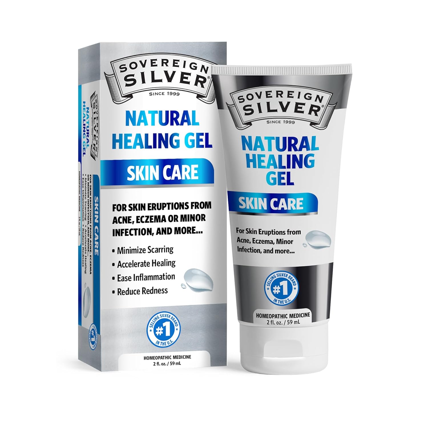 Sovereign Silver Natural Healing Gel - Skin Care for Healing, Redness Reduction, Minimizing Acne Scars & Easing Inflammation - 2oz-0