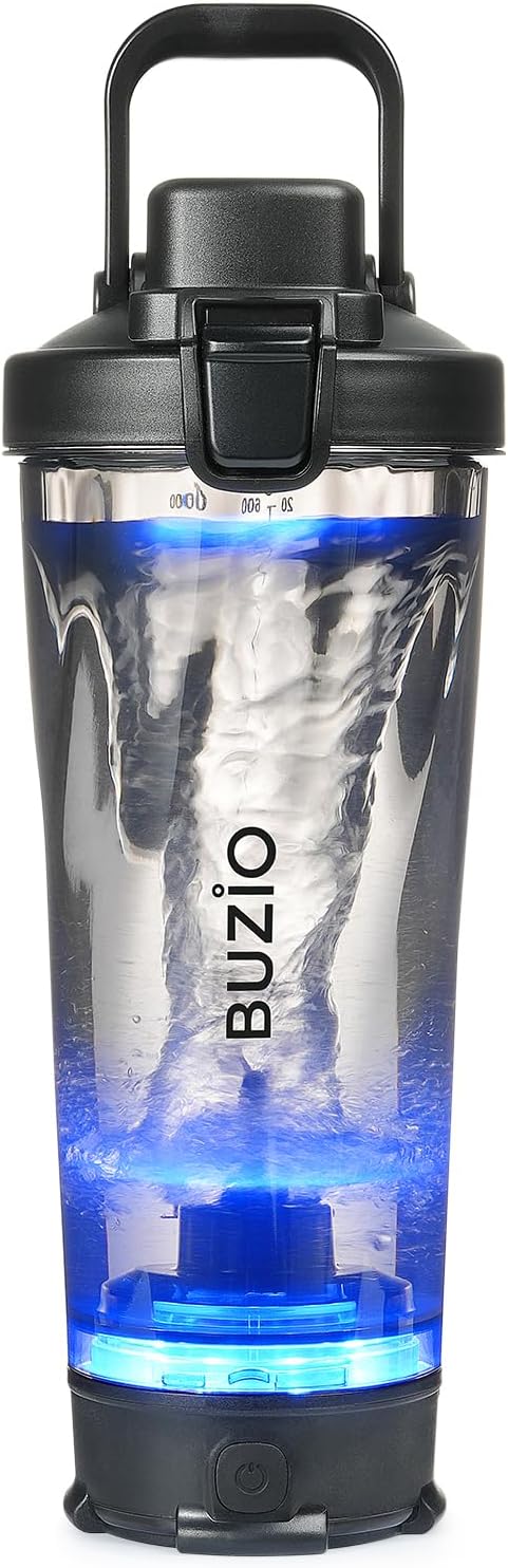 BUZIO Electric Protein Shaker Bottle, 24 oz Shake Blender Bottle, USB Rechargeable Blender Bottles for Protein Mixes Shaker Cups, Portable Large Sports Water Bottles Made with Tritan, Black-0