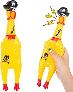 AMOR PRESENT Squeaky Rubber Chicken, Pirate Squeeze Chicken Toy Screaming Rubber Chicken for Halloween Party Gift for Children chew Toy for Pets Prank Novelty Pet Toy