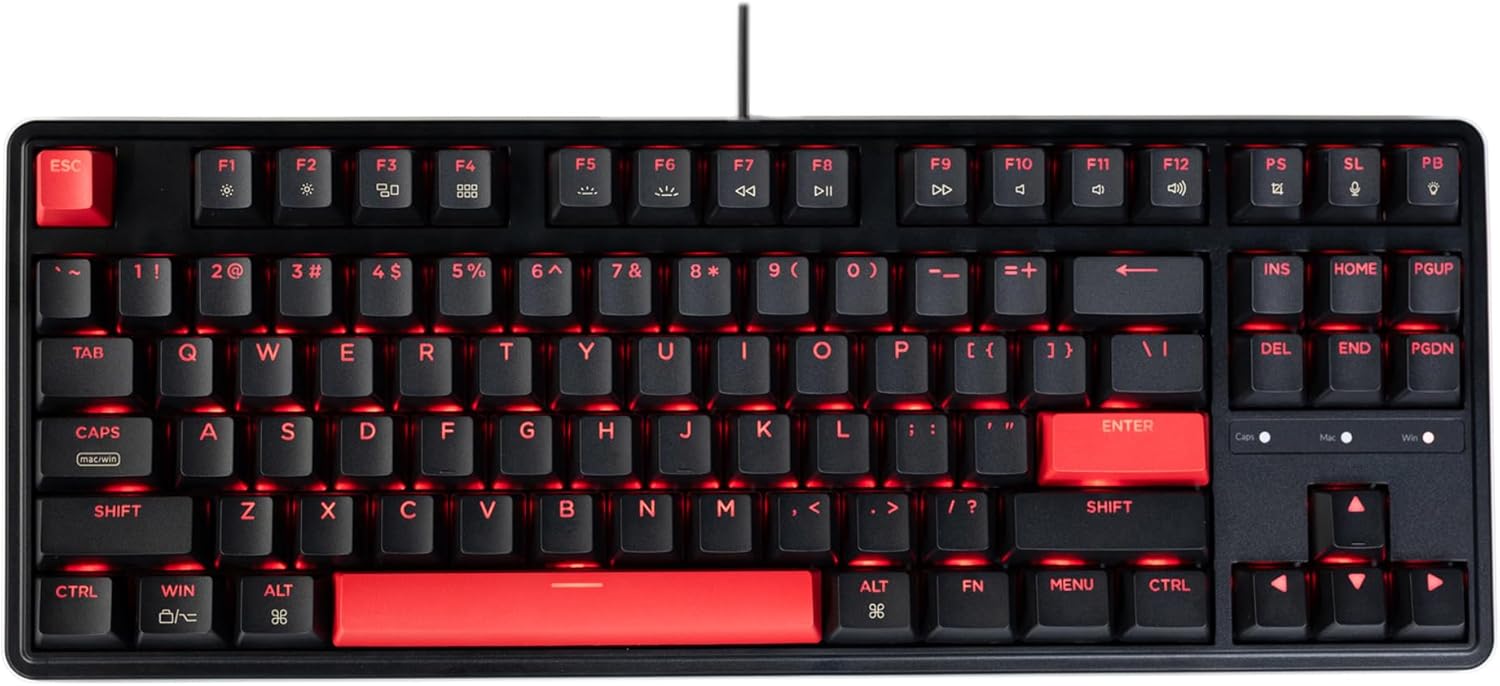 Keychron C3 Pro QMK/VIA Custom Gaming Keyboard, Programmable 87 Keys Compact TKL Layout Gasket Mount, Red LED Backlight Wired Mechanical Keyboard with Brown Switches for Mac/Windows/Linux-2