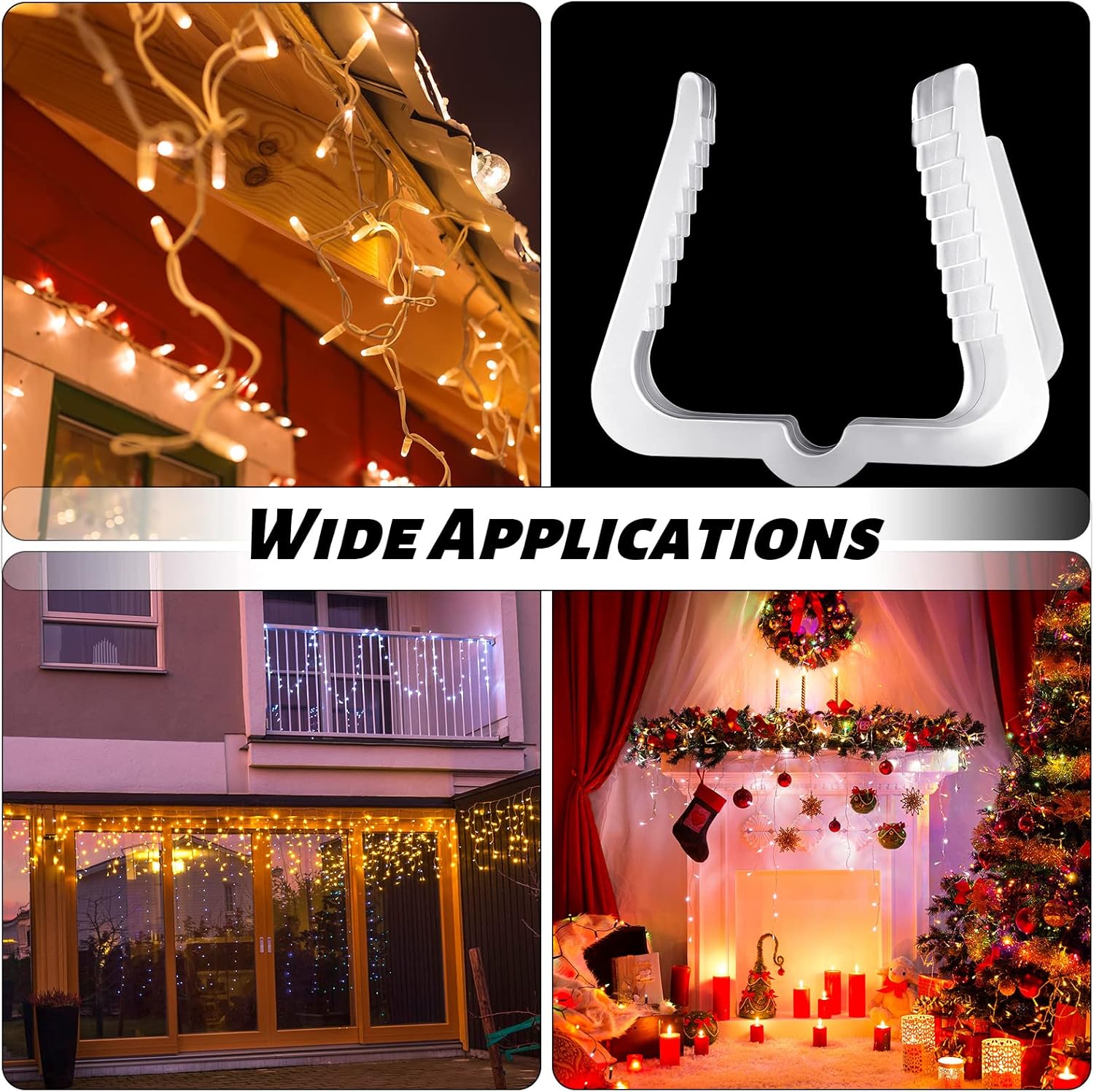 Marsui 500 Pcs Christmas Light Clips Outdoor Roof Hooks 1 5/8 Inch Fascia Boards Hanger Plastic Holiday Light Clip for Xmas Outside Decoration Roof Gutter Fence Eave (White)-6