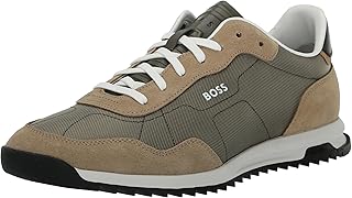 BOSS Men's Zayn Low Profile Suede Leather Two Tone Sneaker