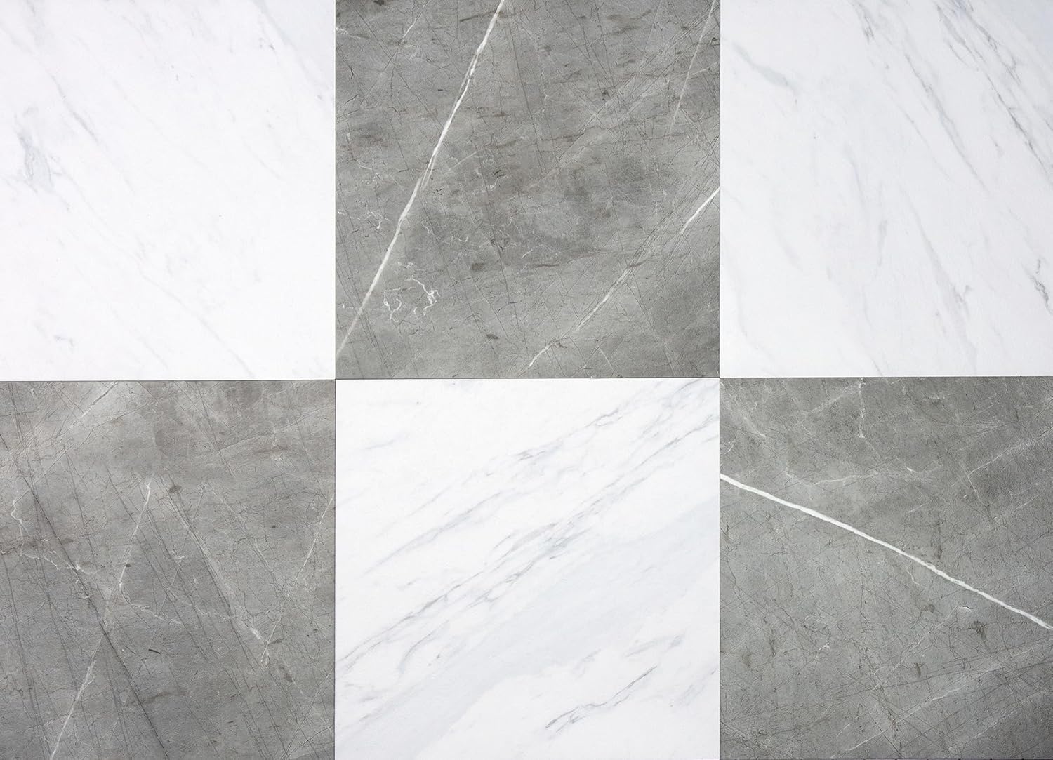 FloorPops x Chris Loves Julia 12-in by 12-in Bonneville Grey & White Marble Peel & Stick Floor Tiles, FP4421-0