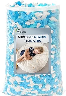 Welacer Shredded Memory Foam Filling 5lbs for Bean Bag Filler, Gel Particles Refill, Premium Soft and Comfortable Stuffing (Mix Colours and Irregular Shape)