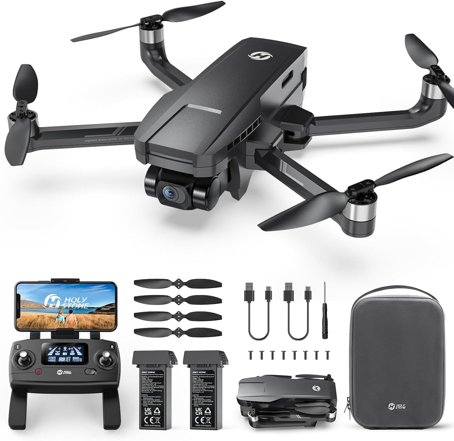 Holy Stone HS720G 2-Axis Gimbal Drones with 4K EIS Camera, 2 Batteries 52-Min Flight Time, Brushless Motors, GPS Auto Return, Video Transmission, Mini Foldable Drone for Beginners Adults-0