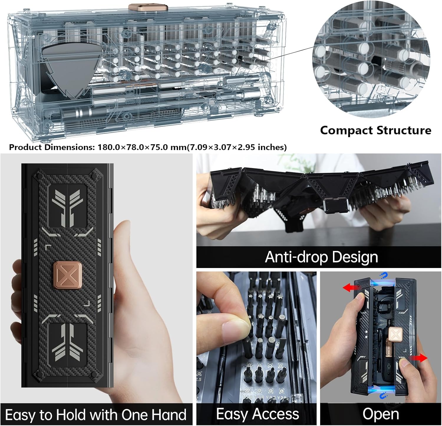 JAKEMY 180 in 1 Precision Screwdriver Set, Computer Screwdriver Kit, Professional Magnetic Repair Tool Kit with Home Drill Bits for Most Laptop, Phone, Xbox, MacBook, Game Console, Modding, DIY-2