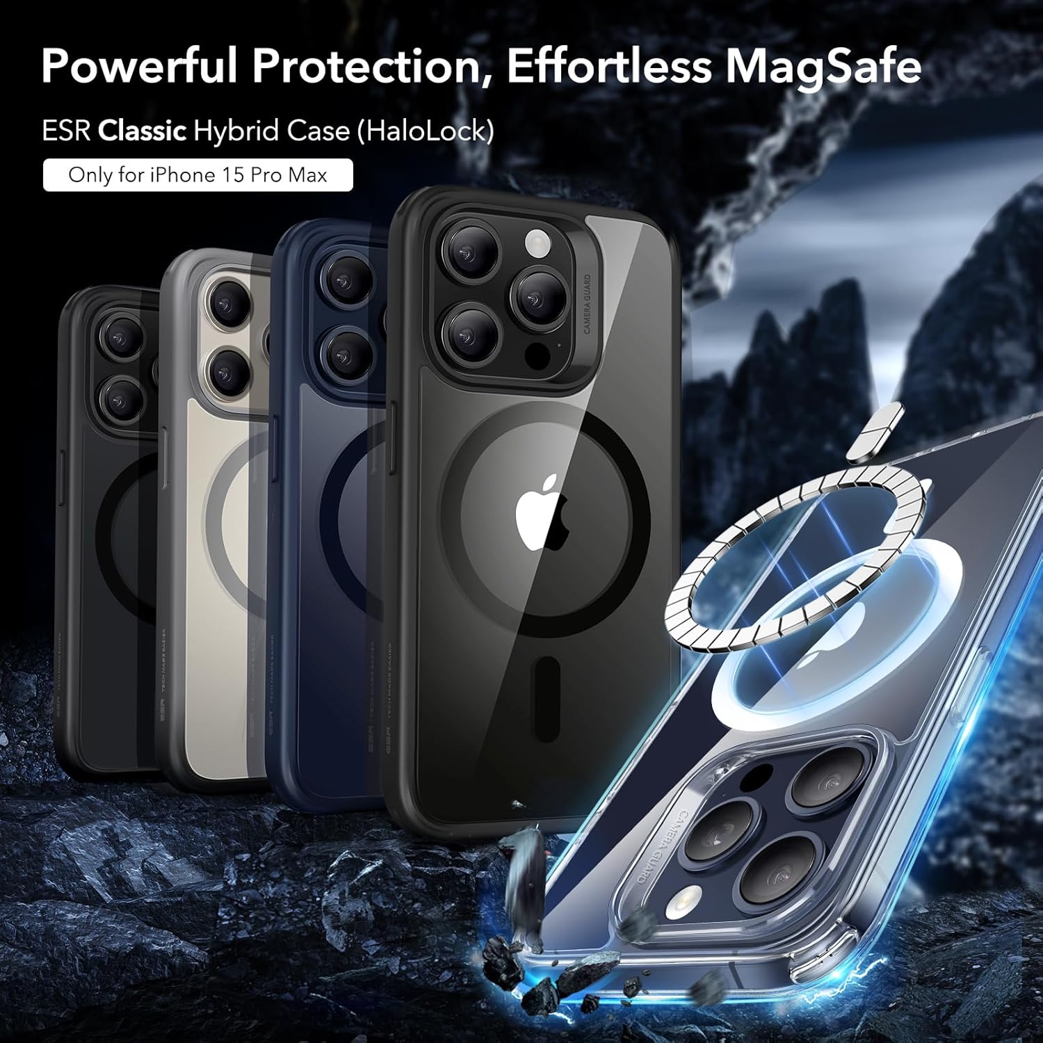 ESR for iPhone 15 Pro Max Case, Compatible with MagSafe, Military-Grade Protection, Yellowing Resistant, Scratch-Resistant Back, Magnetic Phone Case for iPhone 15 Pro Max, Classic Series, Clear-1