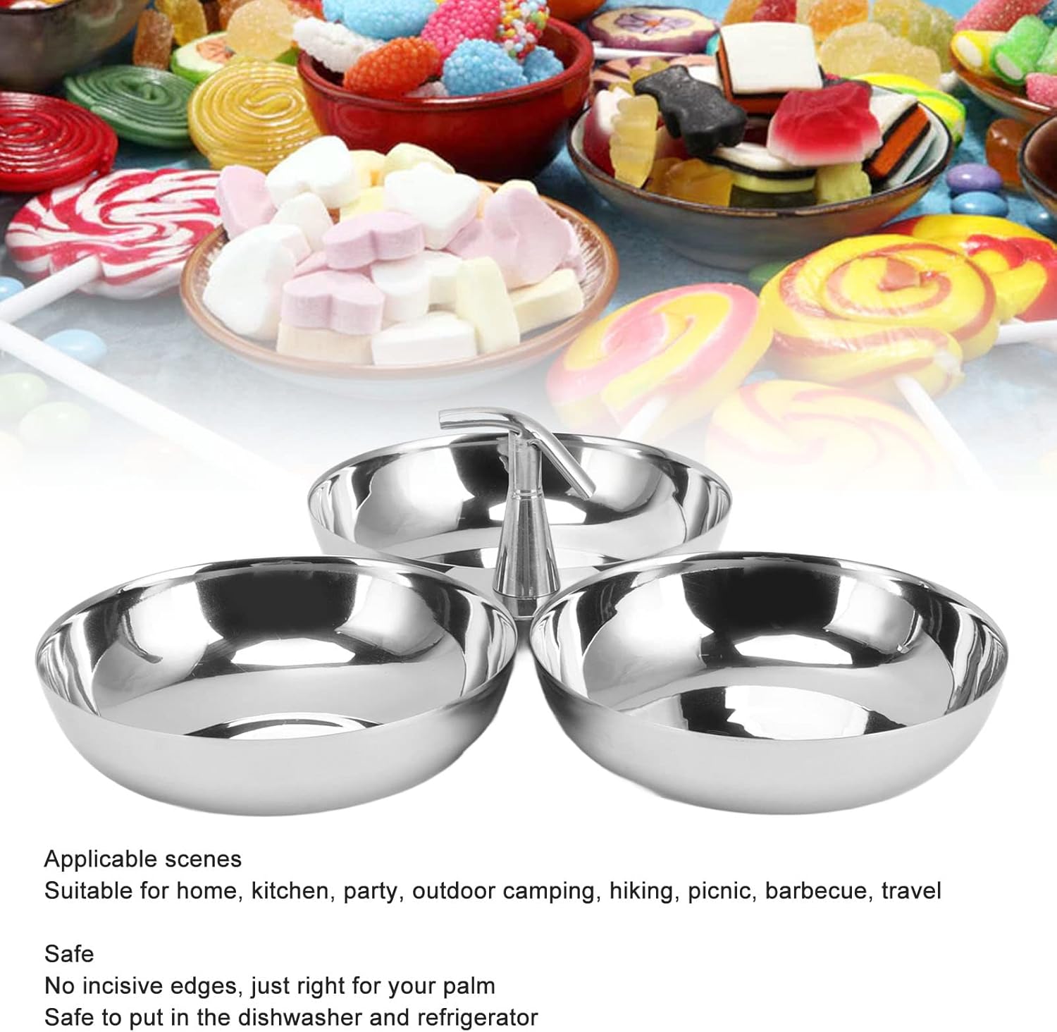 304 Stainless Steel Serving Plate, 3 IN 1 Fruit Bowl Snack Plate, Reusable Dessert Plates, Fruit Plate for Fridge, Simple Snack Tray, Portable Serving Tray for Home Kitchen Party(Mg/dL)-5