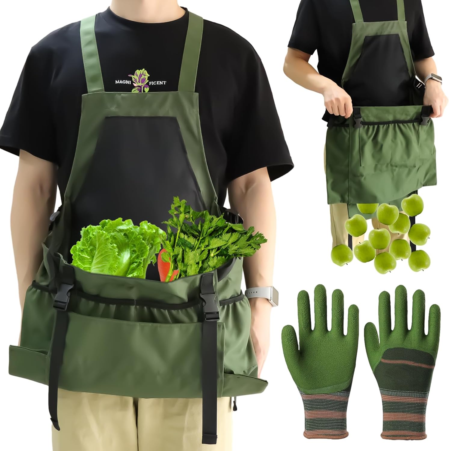 Gardening Apron Fruit Picking Bag, Harvesting Pouch with Quick Release Pocket, Vegetable Harvest Picking Bag-0