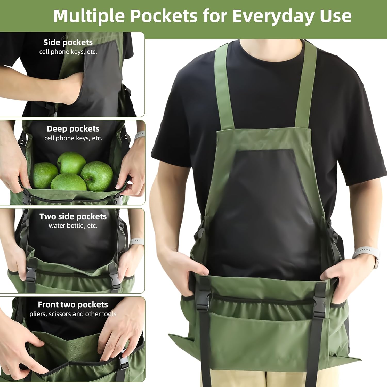 Gardening Apron Fruit Picking Bag, Harvesting Pouch with Quick Release Pocket, Vegetable Harvest Picking Bag-1