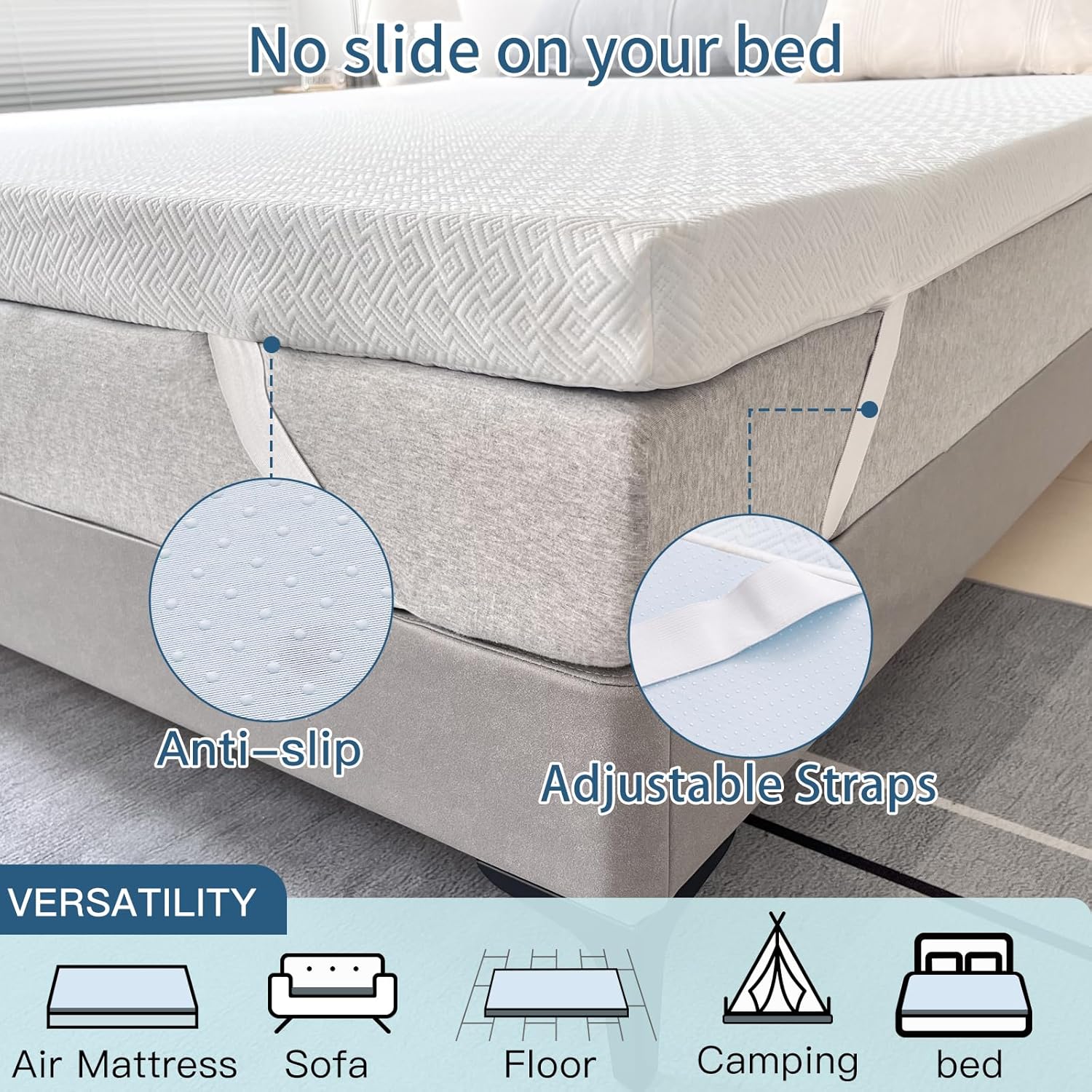 Airensky 2 Inch Memory Foam Mattress Topper,Cooling Gel Infused High Density Twin(39"x75") Topper with Removable Skin-Friendly Cover,Bed Topper for Pressure Relief Back Pain, CertiPUR-US Certified-5