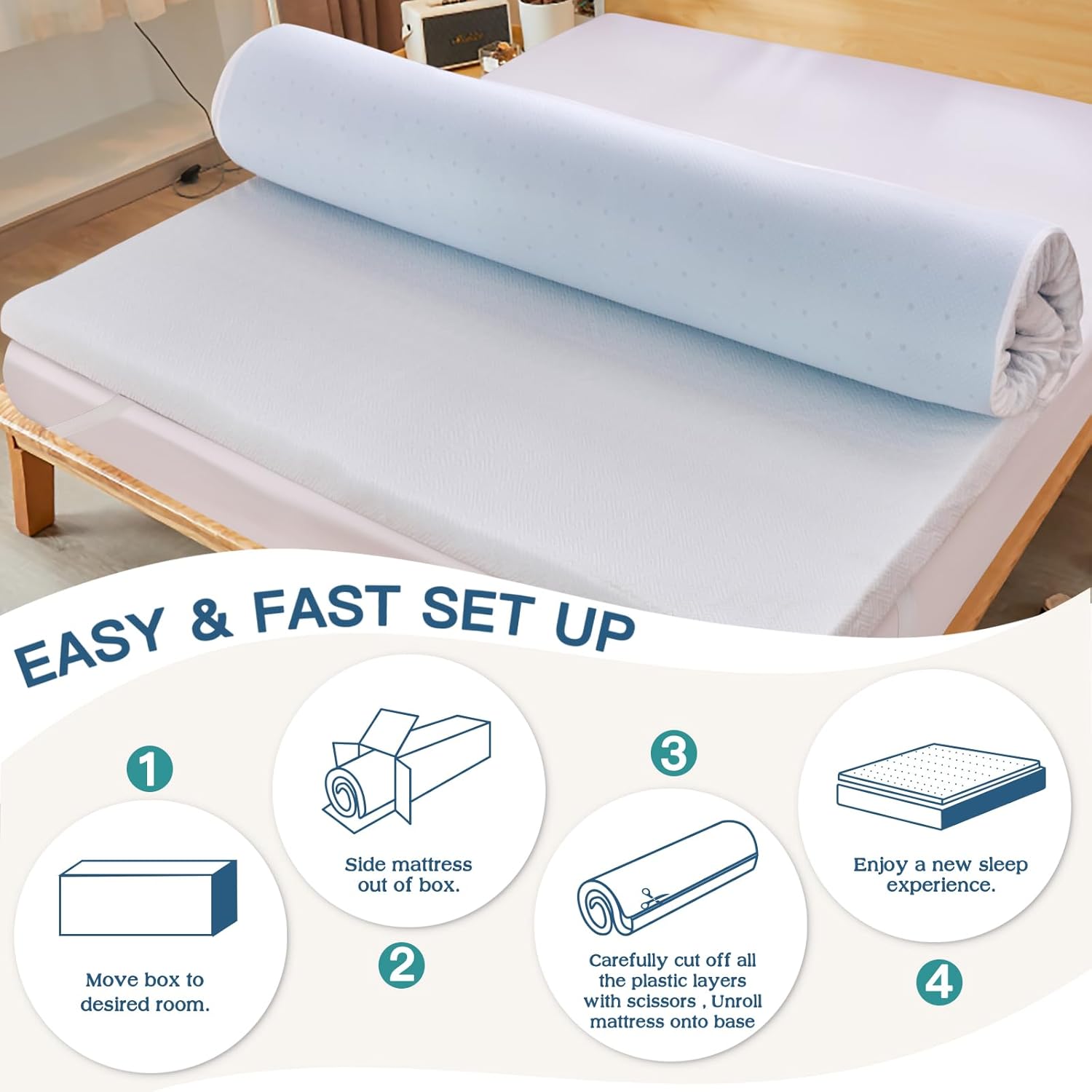 Airensky 2 Inch Memory Foam Mattress Topper,Cooling Gel Infused High Density Twin(39"x75") Topper with Removable Skin-Friendly Cover,Bed Topper for Pressure Relief Back Pain, CertiPUR-US Certified-8