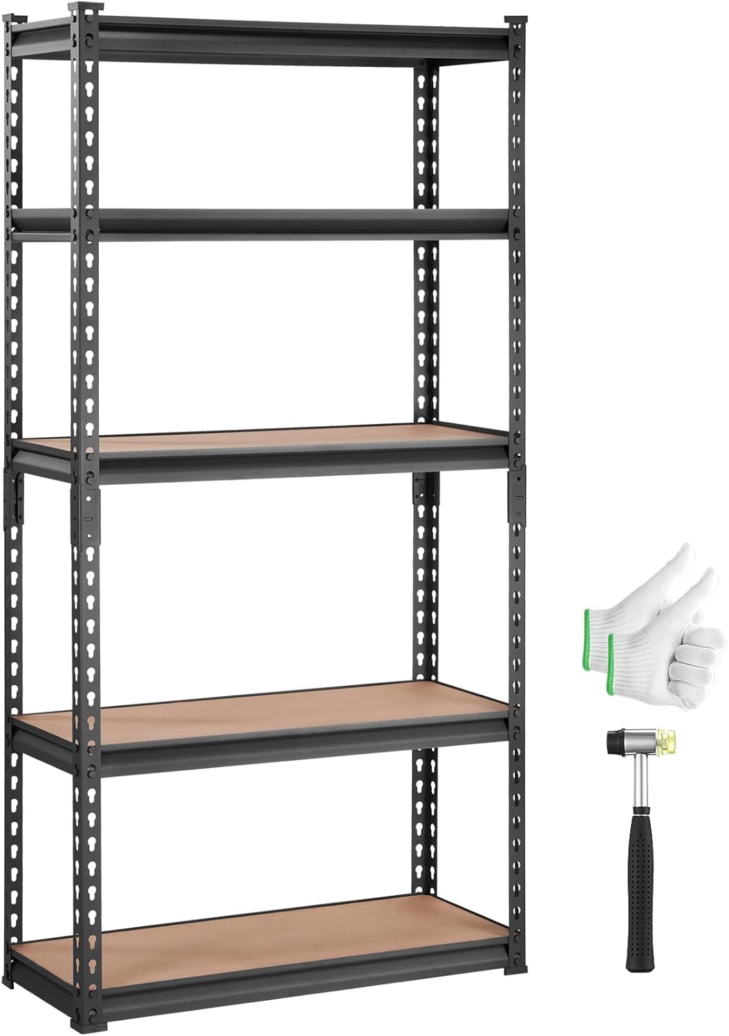 VEVOR Storage Shelving Unit, 5-Tier Adjustable, 2000 lbs Capacity, Heavy Duty Garage Shelves Metal Organizer Utility Rack, Black, 30" L x 12" W x 60" H for Kitchen Pantry Basement Bathroom Laundry-0