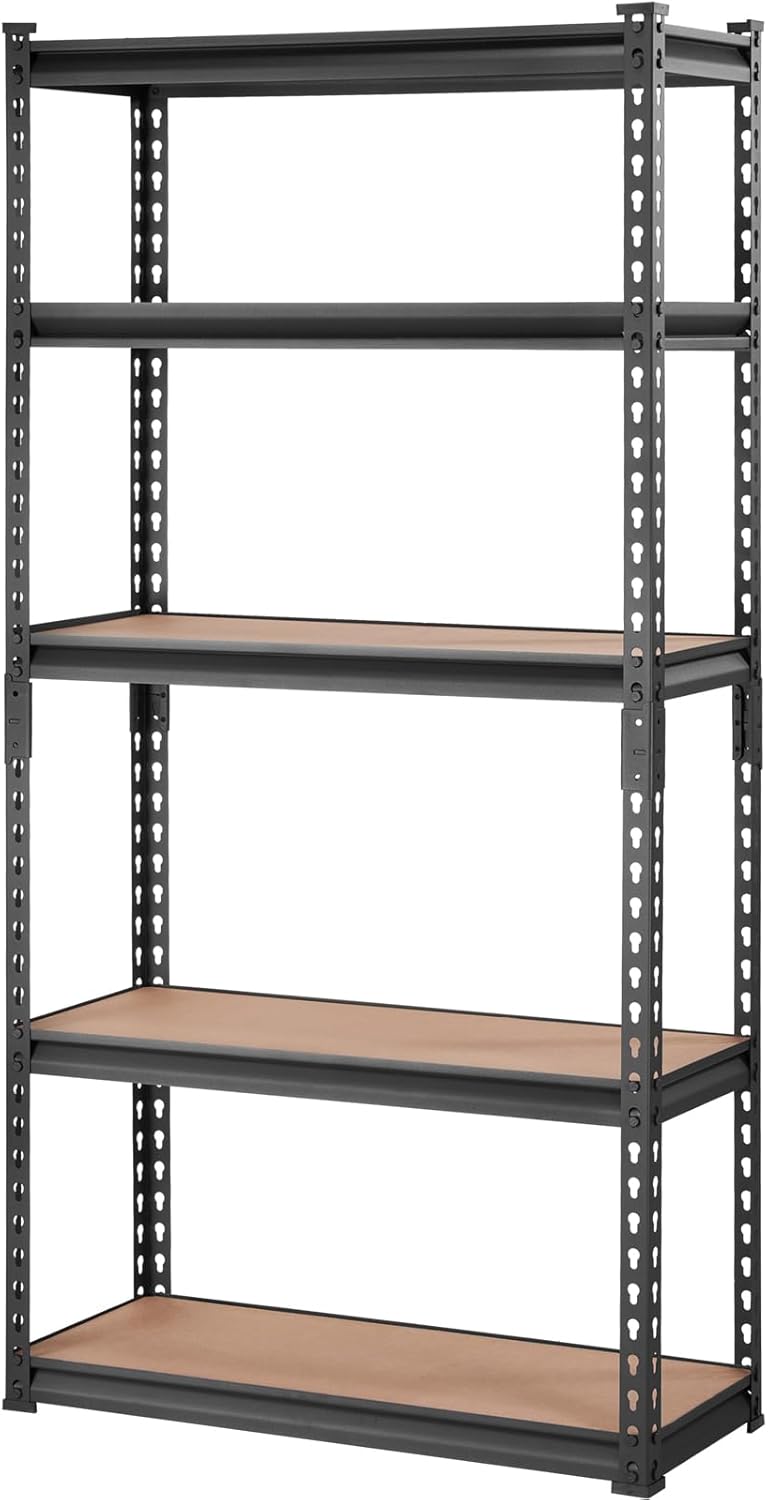 VEVOR Storage Shelving Unit, 5-Tier Adjustable, 2000 lbs Capacity, Heavy Duty Garage Shelves Metal Organizer Utility Rack, Black, 30" L x 12" W x 60" H for Kitchen Pantry Basement Bathroom Laundry-11