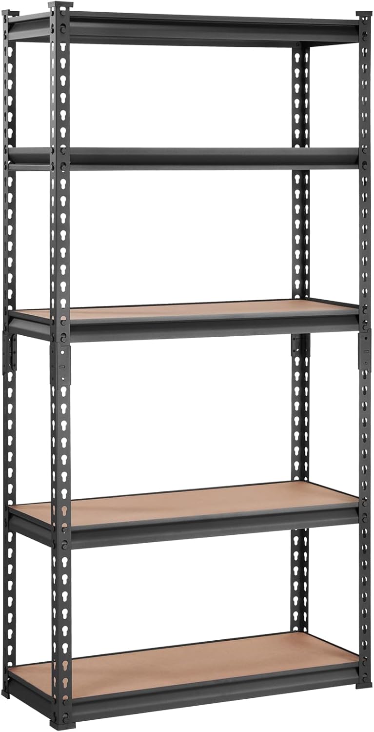 VEVOR Storage Shelving Unit, 5-Tier Adjustable, 2000 lbs Capacity, Heavy Duty Garage Shelves Metal Organizer Utility Rack, Black, 30" L x 12" W x 60" H for Kitchen Pantry Basement Bathroom Laundry-9