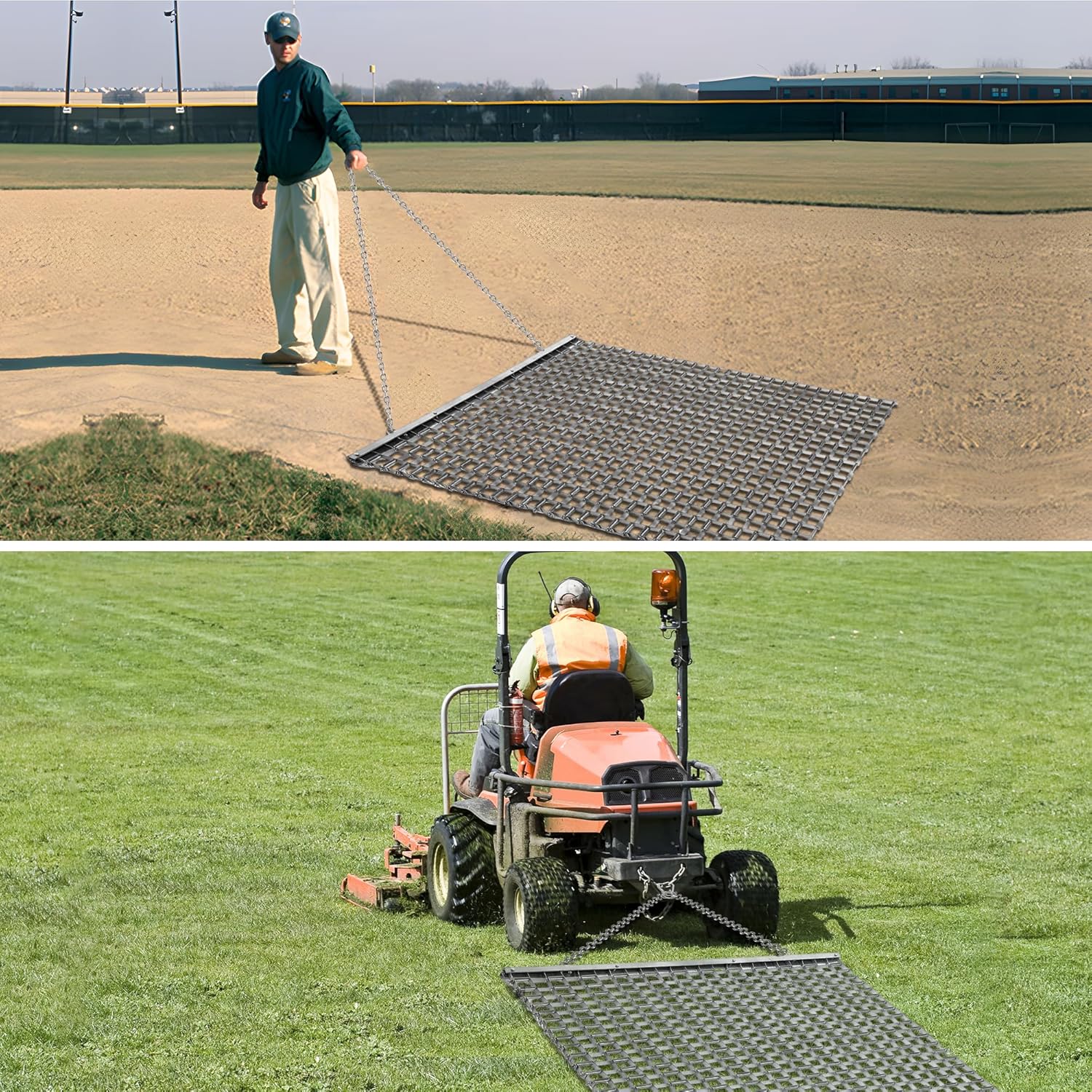 Rengue ATV/UTV 4 x 4 Foot Baseball Field Drag, Lawn Leveling Steel Mesh Heavy Duty Field Surface Leveling Drag Mat for Manual or Vehicle Driveway Farm Garden Baseball Football Field-5