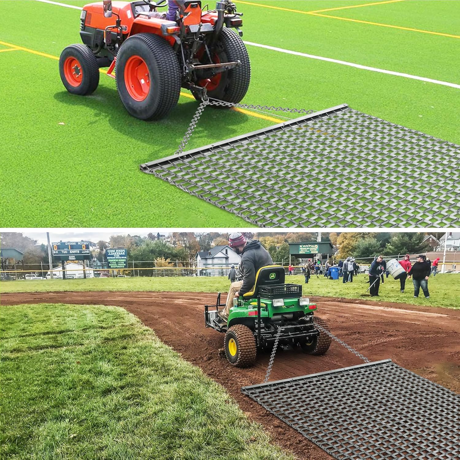 Rengue ATV/UTV 4 x 4 Foot Baseball Field Drag, Lawn Leveling Steel Mesh Heavy Duty Field Surface Leveling Drag Mat for Manual or Vehicle Driveway Farm Garden Baseball Football Field-6