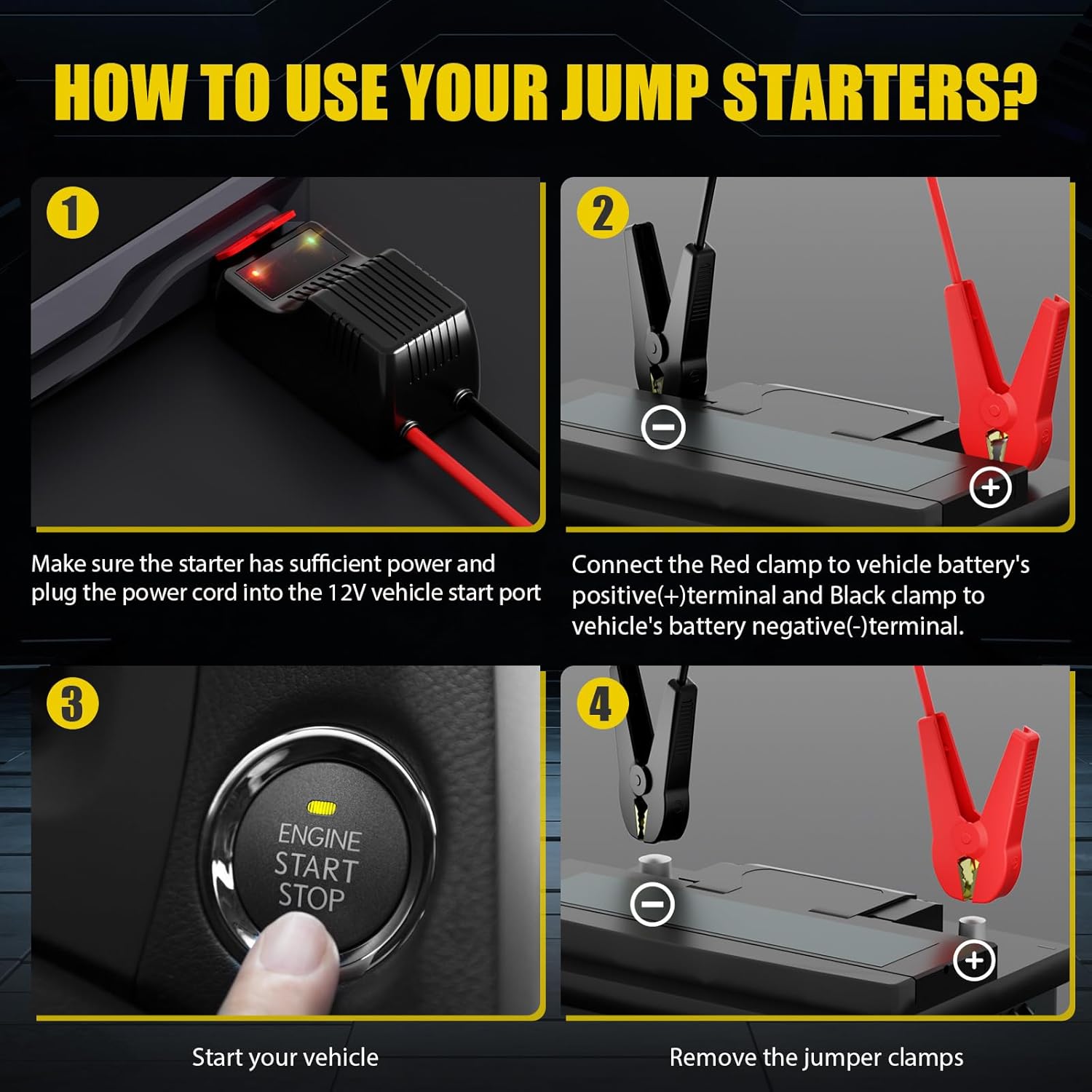 012 Jump Starter Battery Pack, 4000A Peak Car Battery Charger Jump Starter for Up to 10.0L Gas or 8.0L Diesel Engine,12V Car Jumper Starter Portable with Full LCD Screen & LED Light & USB-5