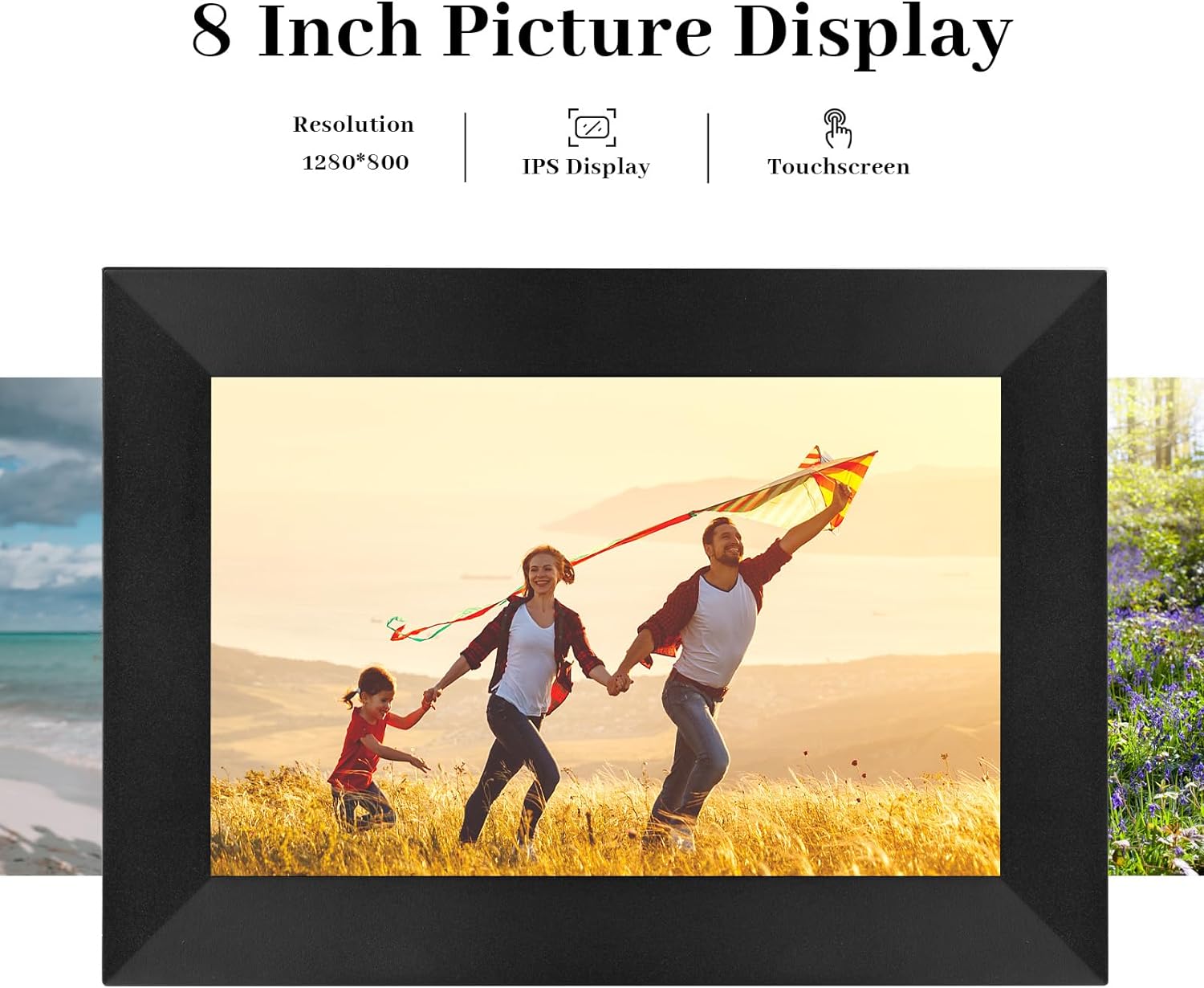 Anna Bella Digital Picture Frame 8 Inch WiFi Digital Photo Frame IPS HD Touch Screen, Smart Cloud Photo Frame with [Upgrade 32GB Storage] Share Photos and Videos Via AiMOR App Anytime Anywhere-2