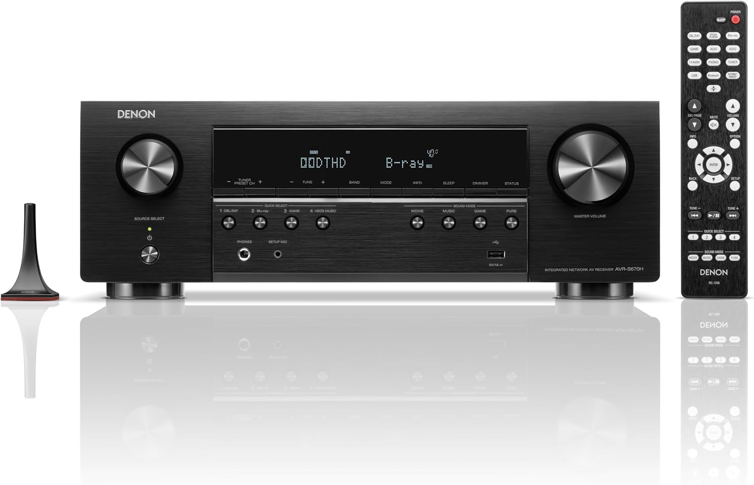 Denon AVR-S670H 5.2 Ch Home Theater Receiver - 8K UHD HDMI Receiver (75W X 5), Streaming via Built-in HEOS, Bluetooth & Wi-Fi, Dolby TrueHD, Dolby Pro Logic II & DTS HD Surround Sound-0