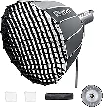 Triopo 47.2inch/120cm Parabolic Softbox Bowens Mount Soft Boxes with Honeycomb Grid, Quick Set up Quick Folding, Compatible with Aputure 120d Light Dome Godox SL60w NEEWER RGB CB60 Bowens Mount Lights