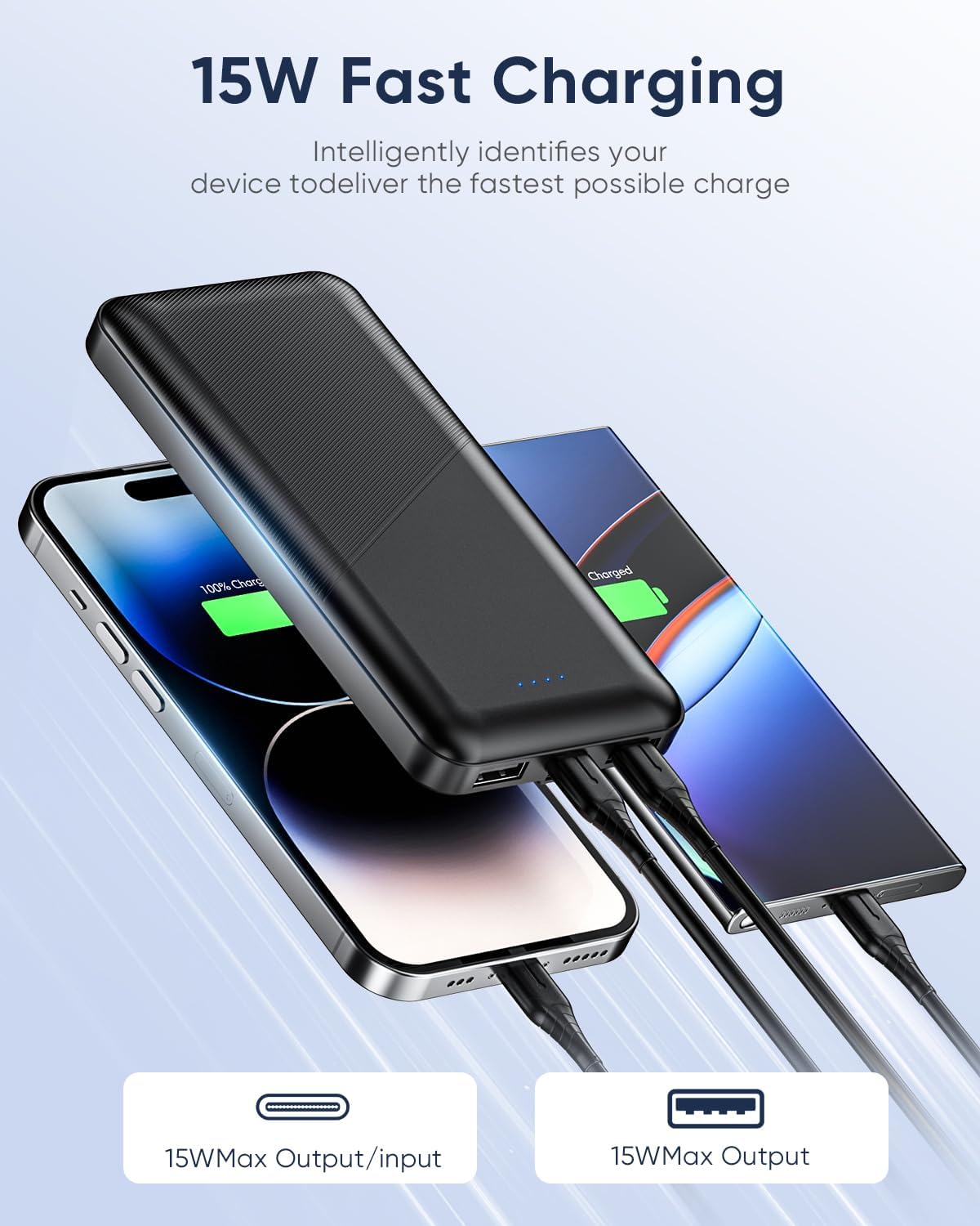 Feeke Portable-Charger-Power-Bank - 2 Pack 15000mAh Dual USB Power Bank Output 5V3.1A Fast Charging Portable Charger Compatible with Smartphones and All USB Devices-1