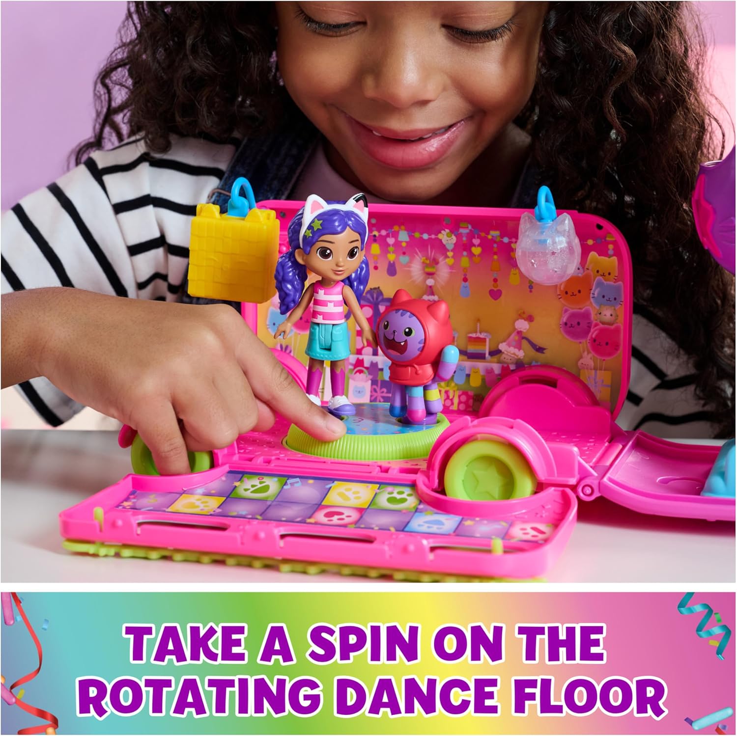 Gabby's Dollhouse Celebration Party Bus, Transforming Playset with Gabby & DJ Catnip Toy Figures & Dollhouse Accessories, Kids Toys for Ages 3 and Up-3