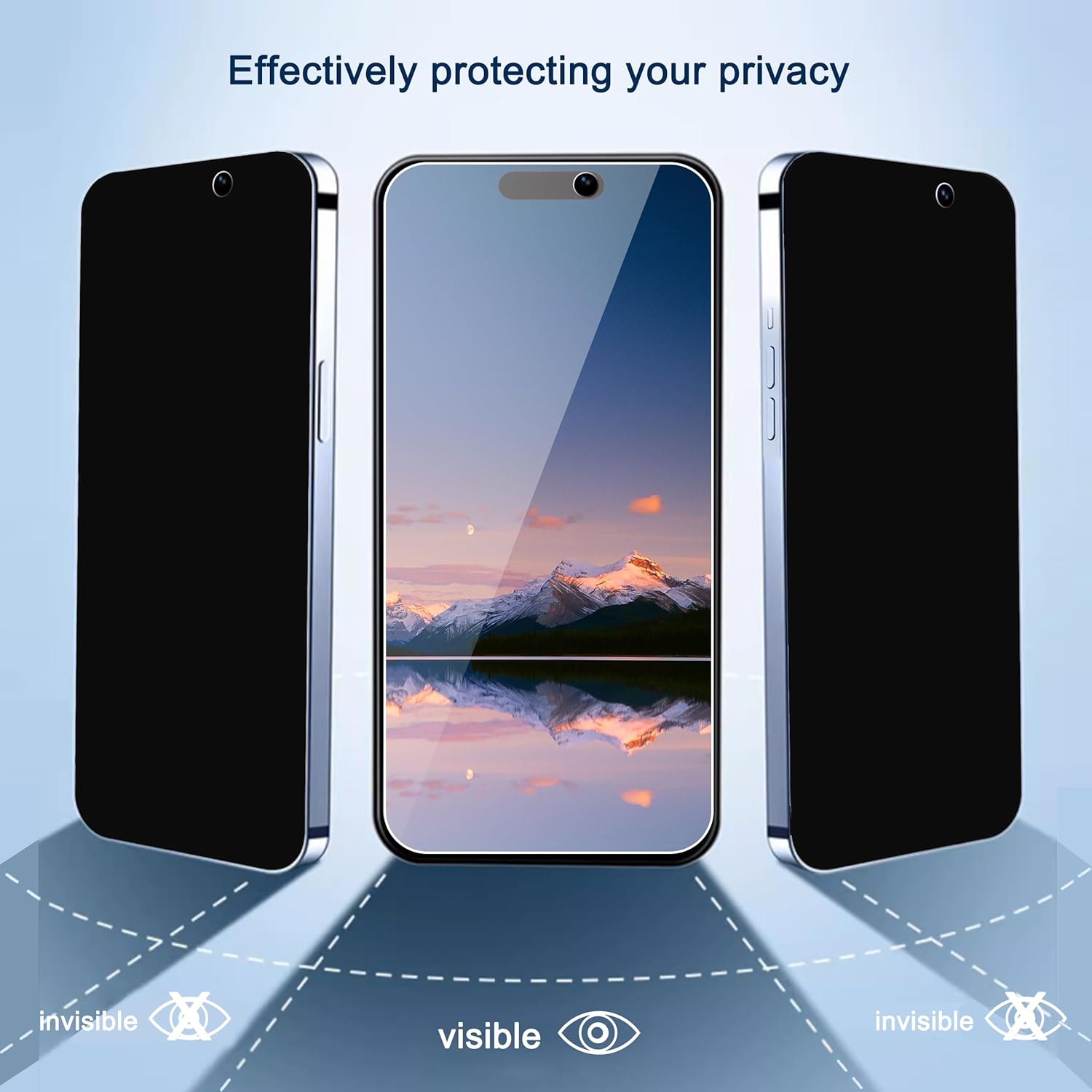 Ailun 3Pack Privacy Screen Protector for iPhone 15 Pro Max [6.7 inch]+3Pack Camera Lens Protector,Sensor Protection,Dynamic Island Compatible,Anti Spy Tempered Glass[9H Hardness]-HD[6 Pack]-1