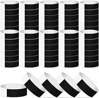 ASTARON Black Paper Event Wristbands 200 Pcs Paper Wristbands for Events Waterproof Armbands Event Bracelets Party Wristbands for Events Clubs Lightweight Concert Wristbands