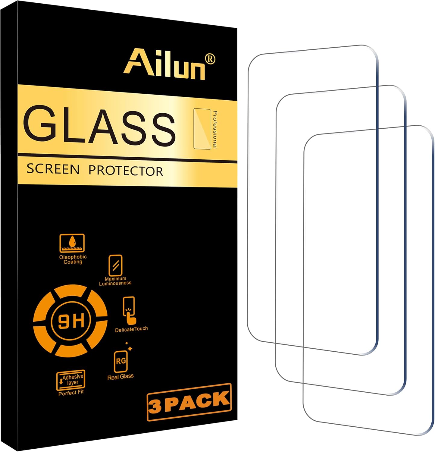 Ailun Glass Screen Protector for iPhone 16 / iPhone 15 / iPhone 15 Pro [6.1 Inch] Display 3 Pack Tempered Glass, Sensor Protection, Dynamic Island Compatible, Case Friendly-0