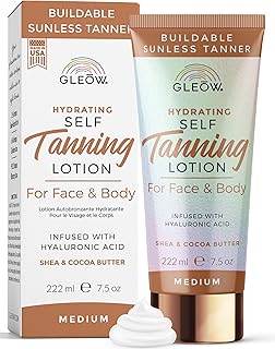 Self Tanner Medium New 2024 Self Tanning Lotion for Face & Body, Non Toxic Sunless Tanner, Gradual Tanning Lotion, Face Tanner with Hyaluronic Acid 7.5 oz