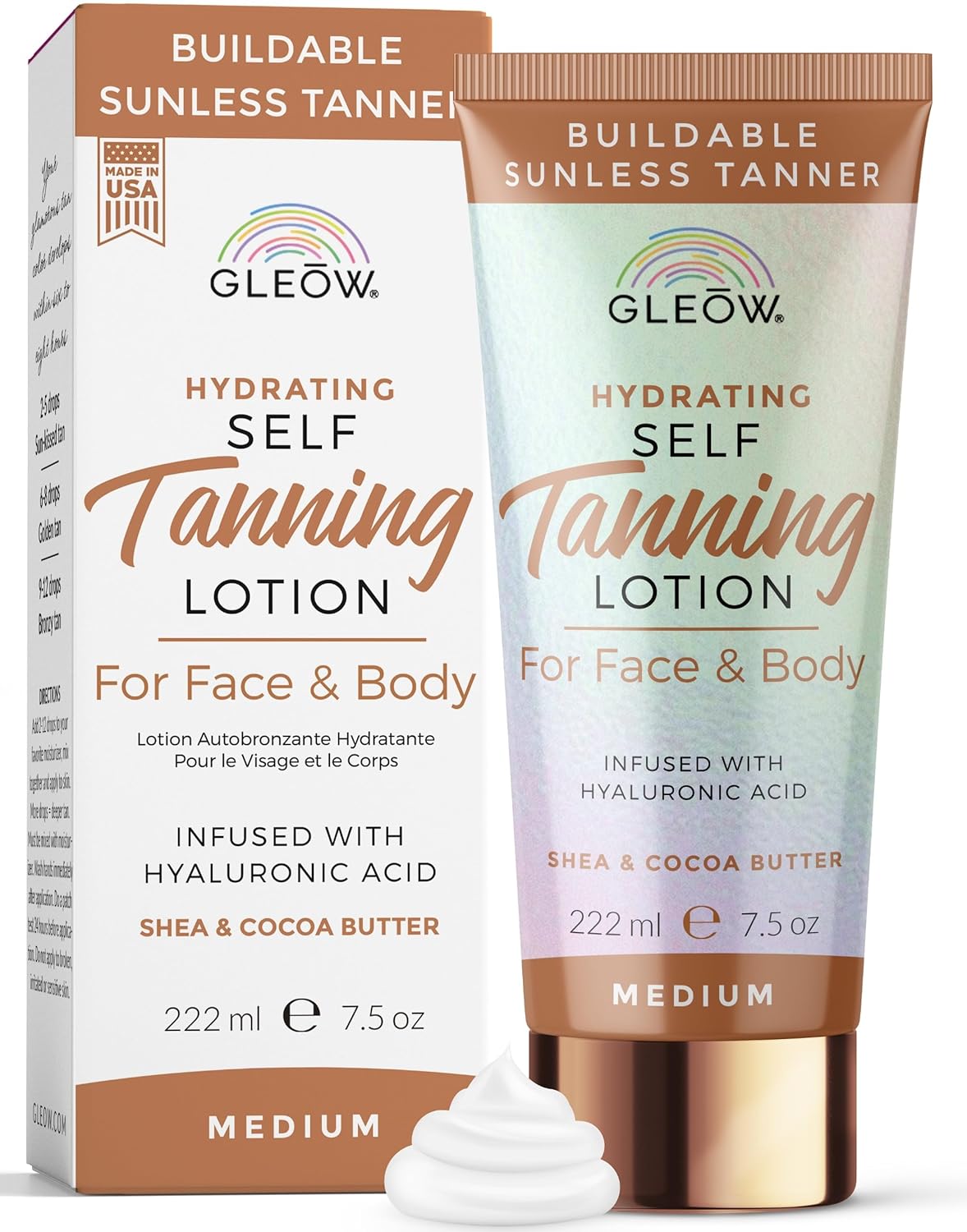 Self Tanner Medium New 2024 Self Tanning Lotion for Face & Body, Non Toxic Sunless Tanner, Gradual Tanning Lotion, Face Tanner with Hyaluronic Acid 7.5 oz-0