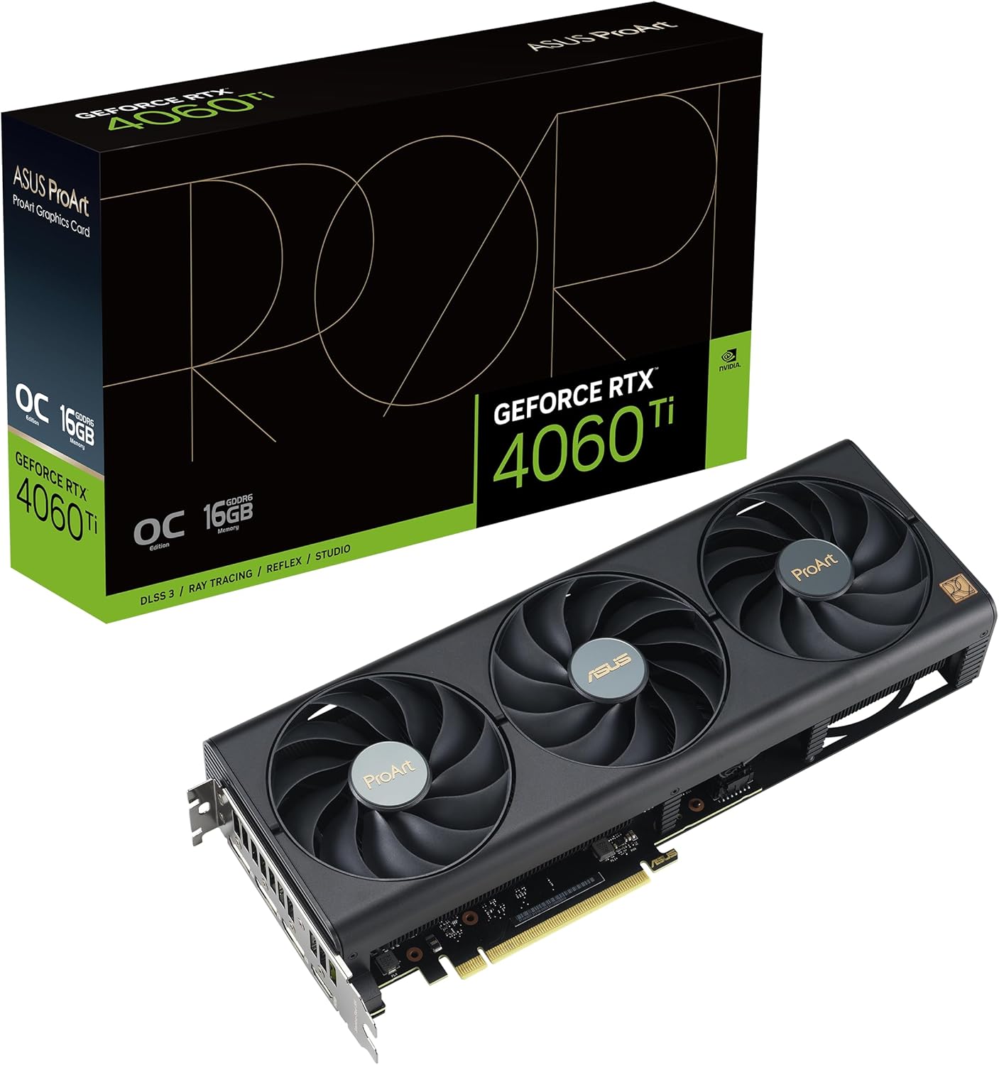 ASUS ProArt GeForce RTX™ 4060 Ti 16GB OC Edition GDDR6 Graphics Card (PCIe 4.0, 16GB GDDR6, DLSS 3, HDMI 2.1a, DisplayPort 1.4a)-0