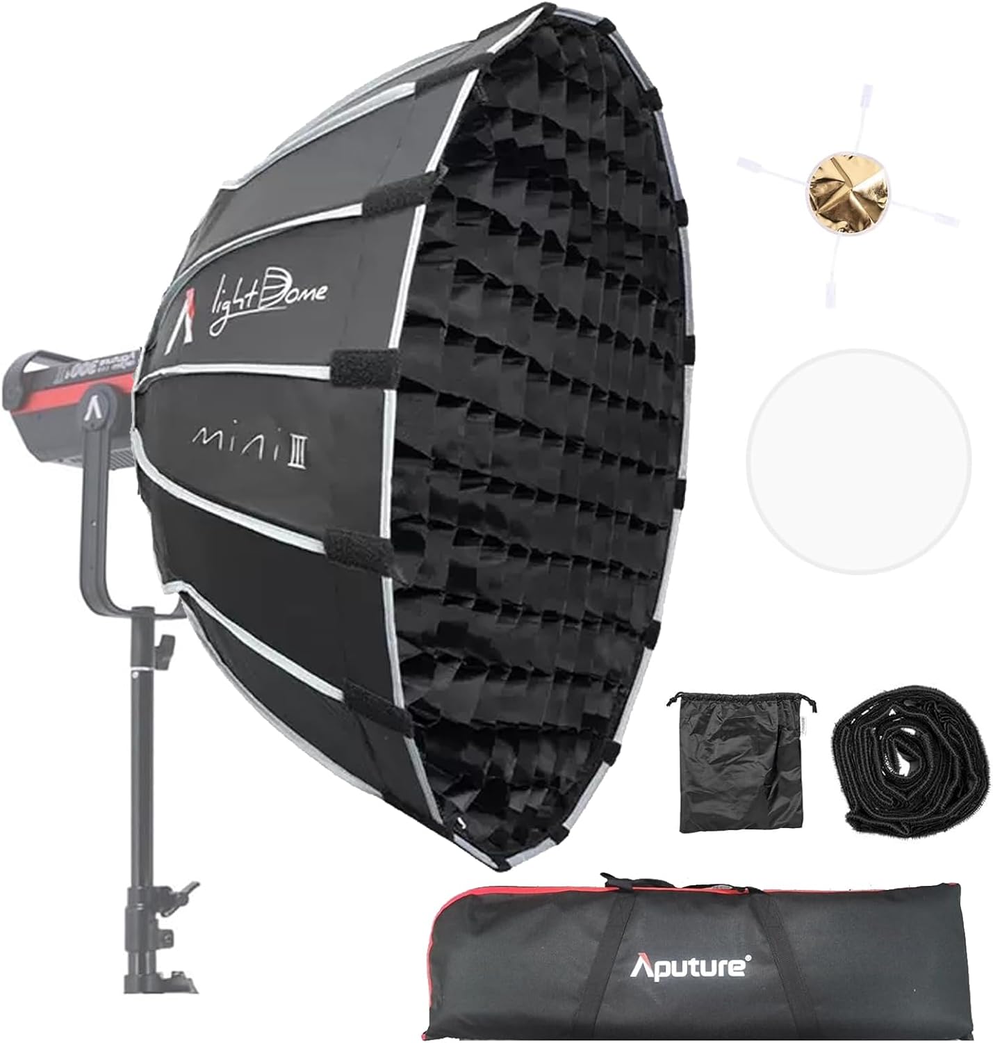 Aputure Light Dome Mini III Softbox,Bowens Mount Octagonal Softbox Quick-Setup Soft Light Modifier for Video Light Aputure Amaran 200/100/300c/150c/60d s/60x s-0