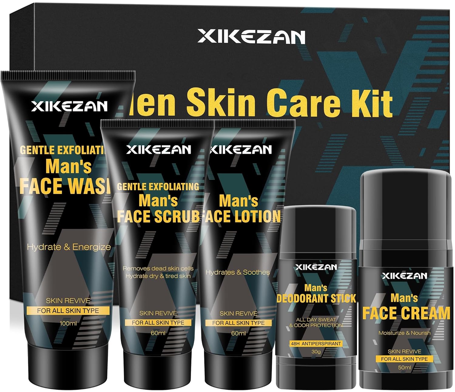 Mens Gifts for Men,Mens Skin Care Kit,Nourishe & Hydrate Skin w/Face Wash,Scrub,Lotion,Cream,Deodorant,Mens Stocking Stuffers for Men,Unique Christmas Gifts for Men Him Dad Husband Boyfriend Teen Boy-0